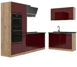 Vicco Eckk&uuml;che, Rot, Eiche, Holzwerkstoff, Formgebogen, 230x206.8x60 cm,...
