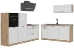 Vicco K&uuml;chenzeile, Wei&szlig;, Eiche, Holzwerkstoff, Rechteckig, 220x143x60 cm,...