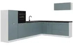Vicco Eckk&uuml;che, Blaugrau, Wei&szlig;, Holzwerkstoff, Rechteckig, 327x143x60 cm,...