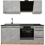 Vicco Singlek&uuml;che, Grau, Eiche, Holzwerkstoff, Rechteckig, 180x206.8x60 cm,...