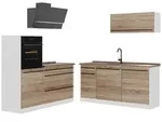 Vicco K&uuml;chenzeile, Sonoma Eiche, Wei&szlig;, Holzwerkstoff, Rechteckig, 160x143x60...