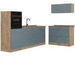 Vicco K&uuml;chenzeile, Blaugrau, Honigeiche, Holzwerkstoff, Rechteckig, 220x143x60...