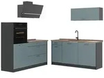 Vicco K&uuml;chenzeile, Blaugrau, Anthrazit, Holzwerkstoff, Rechteckig, 160x143x60...