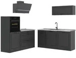 Vicco K&uuml;chenzeile, Anthrazit, Anthrazit, Holzwerkstoff, Rechteckig, 160x143x60...