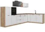 Vicco Eckk&uuml;che, Wei&szlig;, Honigeiche, Holzwerkstoff, Rechteckig, 347x143x60 cm,