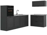 Vicco K&uuml;chenzeile, Anthrazit, Anthrazit, Holzwerkstoff, Rechteckig, 220x143x60...