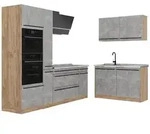 Vicco Eckk&uuml;che, Grau, Honigeiche, Holzwerkstoff, Formgebogen, 230x206.8x60 cm,