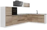 Vicco Eckk&uuml;che, Sonoma Eiche, Wei&szlig;, Holzwerkstoff, Rechteckig, 347x143x60 cm,