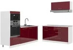 Vicco K&uuml;chenzeile, Bordeaux, Wei&szlig;, Holzwerkstoff, Rechteckig, 340x153.6x60 cm,