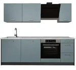 Vicco K&uuml;chenzeile, Blaugrau, Anthrazit, Holzwerkstoff, Rechteckig, 220x81.6x60...
