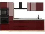 Vicco K&uuml;chenzeile, Rot, Eiche, Holzwerkstoff, Rechteckig, 310x206.8x60 cm,...
