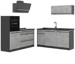 Vicco K&uuml;chenzeile, Grau, Anthrazit, Holzwerkstoff, Rechteckig, 160x143x46 cm,