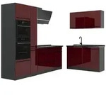 Vicco Eckk&uuml;che, Rot, Anthrazit, Holzwerkstoff, Formgebogen, 230x206.8x60 cm,