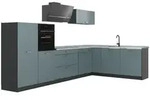 Vicco Eckk&uuml;che, Blaugrau, Anthrazit, Holzwerkstoff, Rechteckig, 347x143x46 cm,