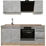 Vicco Singlek&uuml;che, Blaugrau, Eiche, Holzwerkstoff, Rechteckig, 180x206.8x46 cm,