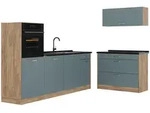 Vicco K&uuml;chenzeile, Blaugrau, Honigeiche, Holzwerkstoff, Rechteckig, 220x143x60...