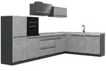 Vicco Eckk&uuml;che, Grau, Anthrazit, Holzwerkstoff, Rechteckig, 347x143x60 cm,...
