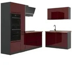 Vicco Eckk&uuml;che, Rot, Anthrazit, Holzwerkstoff, Formgebogen, 230x206.8x60 cm,