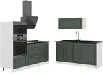 Vicco K&uuml;chenzeile, Gr&uuml;n, Wei&szlig;, Holzwerkstoff, Rechteckig, 340x153.6x51.6 cm,