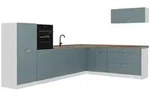 Vicco Eckk&uuml;che, Blaugrau, Wei&szlig;, Holzwerkstoff, Rechteckig, 327x143x60 cm,...