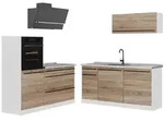 Vicco K&uuml;chenzeile, Sonoma Eiche, Wei&szlig;, Holzwerkstoff, Rechteckig, 160x143x60...