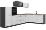Vicco Eckk&uuml;che, Wei&szlig;, Anthrazit, Holzwerkstoff, Rechteckig, 347x143x60 cm,...