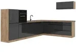 Vicco Eckk&uuml;che, Anthrazit, Eiche, Holzwerkstoff, Rechteckig, 327x143x46 cm,...