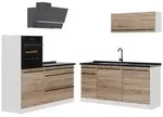 Vicco K&uuml;chenzeile, Sonoma Eiche, Wei&szlig;, Holzwerkstoff, Rechteckig, 160x143x60...