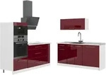 Vicco K&uuml;chenzeile, Bordeaux, Wei&szlig;, Holzwerkstoff, Rechteckig, 340x153.6x51.6...