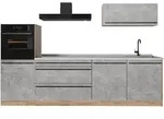 Vicco K&uuml;chenzeile, Grau, Honigeiche, Holzwerkstoff, Rechteckig, 280x143x60 cm,