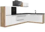 Vicco Eckk&uuml;che, Wei&szlig; Hochglanz, Eiche, Holzwerkstoff, Rechteckig, 347x143x60...