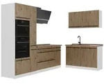 Vicco Eckk&uuml;che, Eiche Artisan, Wei&szlig;, Holzwerkstoff, Formgebogen, 230x206.8x60...