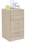 Kadima Design Nachttisch, Beige, Metall, 3 Schubladen, Rechteckig, 38x68x35 cm,
