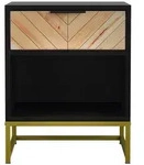 Modfu Nachttisch, Schwarz, Holzwerkstoff, 43x55x40 cm, Schlafzimmer, Nachttische