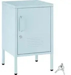 tectake Nachtschrank, Grau, Blau, Metall, Quadratisch, 35x60.5x42.5 cm,...