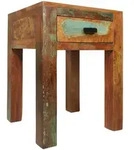Kadima Design Beistelltisch, Braun, Holz, Echtholz,Mangoholz, 1 Schubladen,
