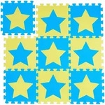 Relaxdays Puzzlematte, Blau, Gelb, Kunststoff, 32x32 cm, Teppiche & B&ouml;den,...