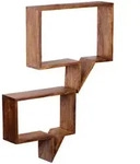 Kadima Design Wandregal, Braun, Holz, Echtholz,Sheesham, Quadratisch, 50x49x13 cm,