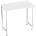 Homcom Schreibtisch, Wei&szlig;, Kunststoff, Nachbildung, Rechteckig, Rollen, 52x75x80 cm,