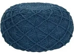 Beliani Pouf, Blau, Textil, 1-Sitzer, Rund, 50x30x50 cm, Wohnzimmer, Hocker,...