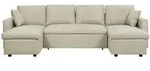 Beliani Schlafsofa, Beige, Textil, 5-Sitzer, U-Form, 287x86x147 cm, Wohnzimmer, Sofas