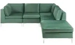 Beliani Ecksofa, Gr&uuml;n, Textil, Eukalyptusholz, 4-Sitzer, L-Form, 235x150 cm,