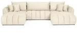 WFL Group Ecksofa, Ecru, Textil, 4-Sitzer, L-Form, 382x184 cm, Wohnzimmer, Sofas &
