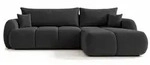 Sofnet Ecksofa, Schwarz, Kunststoff, 6-Sitzer, Ottomane rechts,L-Form, 273x183...
