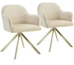 tectake Drehstuhl, Creme, Gold, Textil, 56x81x59 cm, Esszimmer, St&uuml;hle,