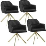 tectake Drehstuhl, Schwarz, Gold, Textil, 56x81x59 cm, Esszimmer, St&uuml;hle,
