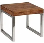 Kadima Design Beistelltisch, Braun, Metall, Echtholz, Quadratisch,Quadratisch, Kufe,