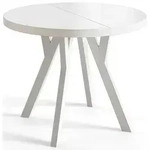 Alpi-M&ouml;bel Runder, Wei&szlig;, Holzwerkstoff, Rund, X-Form, 80x77x80 cm, Esszimmer,
