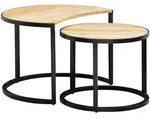 Kadima Design Couchtisch, Braun, Metall, Echtholz,Mangoholz, Rund,Rund,