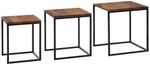 Kadima Design Satztisch, Braun, Metall, Echtholz, Quadratisch,Quadratisch,